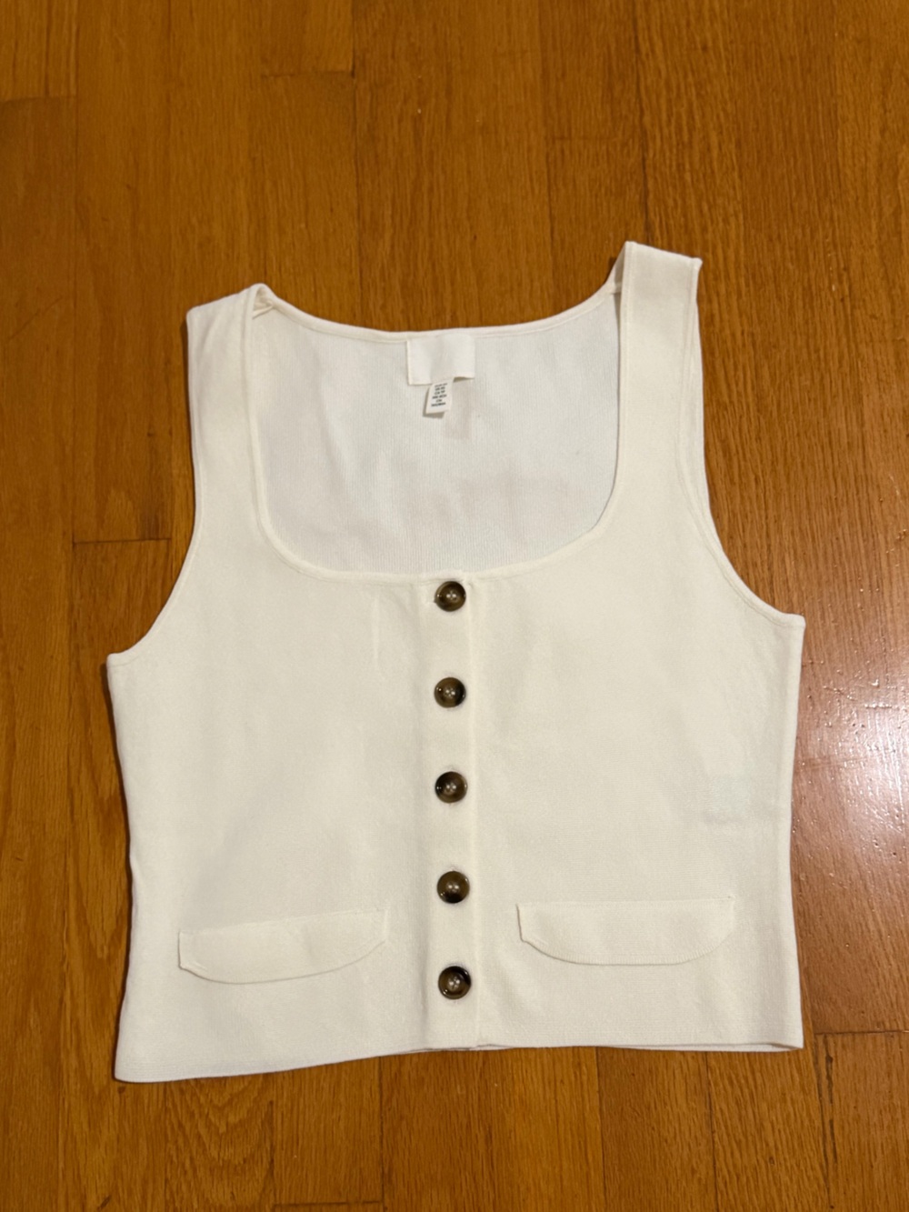 Women's White Button-Front Tank Top